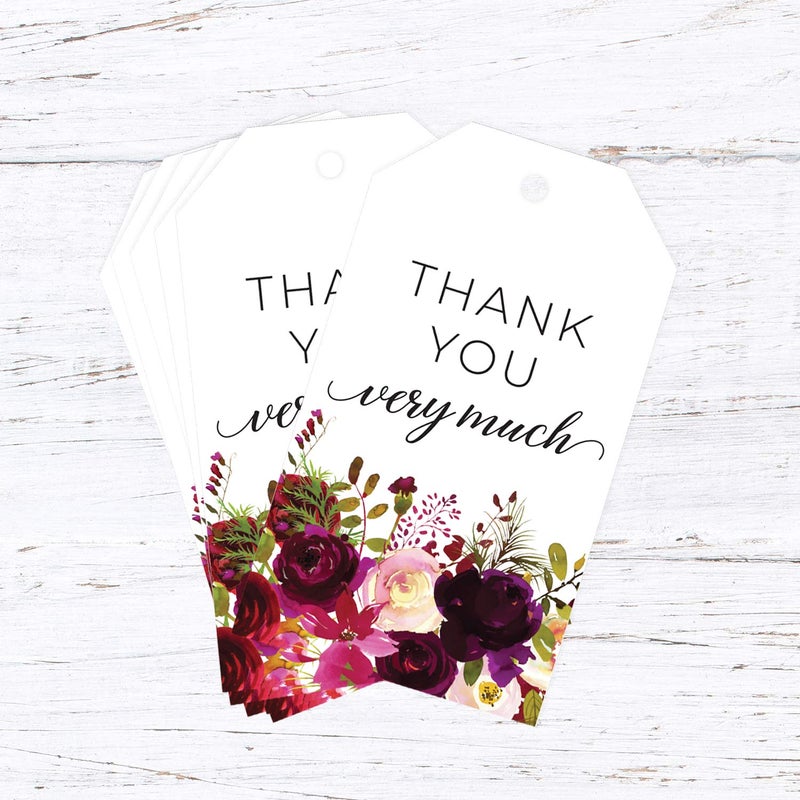Canopy Street Fall Floral Favor Thank You Tags / 100 Thank You Very Much Autumn Flower Wedding Favors / 2" x 3.5" Thanks Party Favor Tags/Made in The USA - Image 2